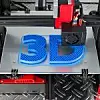 3D-Drucker druckt ein 3D-Symbol