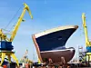 Ship construction and crane in a shipyard