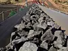 High angle shot of a ramp for rocks on a manganese mining site in South Africa