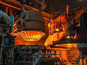 work process in metallurgical engineering at manufactory of steel plant