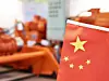 Chinese flag on industrial equipment