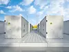 Energy storage systems or battery container units with turbine farm
