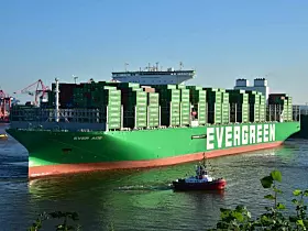 Platz 4: Die Ever Ace der Reederei Evergreen hat eine Stellplatzkapazität von 23.992 TEU.