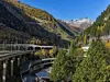 Amazing panorama of Alps and Lotschberg Tunnel under the mountain, Switzerland