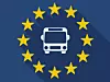 long shadow EU flag with a bus icon