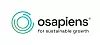 Osapiens-Logo mit dem Slogan „for sustainable growth“ auf weißem Hintergrund.