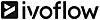 Schwarzes Ivoflow-Logo mit Symbol auf weißem Hintergrund.