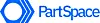 Blaues PartSpace-Logo mit sechseckigem Symbol auf weißem Hintergrund.