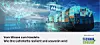 Vernetzte Container und digitale Datenvisualisierung in einer futuristischen Logistikszene auf einem großen Containerschiff. Dazu ein grauer Banner mit dem Untertitel 'Vom Wissen zum Handeln: Wie Ihre Lieferkette resilient und souverän wird' sowie das Logo der Technik+Einkauf.